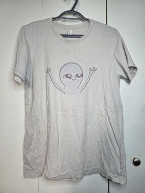 ☀️Strange Planet Men's M Light Gray Graphic Tee "My Confidence Is Unfounded"